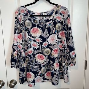 Lauren Conrad Floral Peplum Blouse